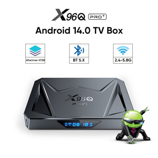 X96Q PRO+ Android 14.0 TV Box Allwinner H728 Octa-core 1000M Ethernet wifi6 BT5.0+ media box 4GB 64GB X96Q Pro Plus Set Top Box