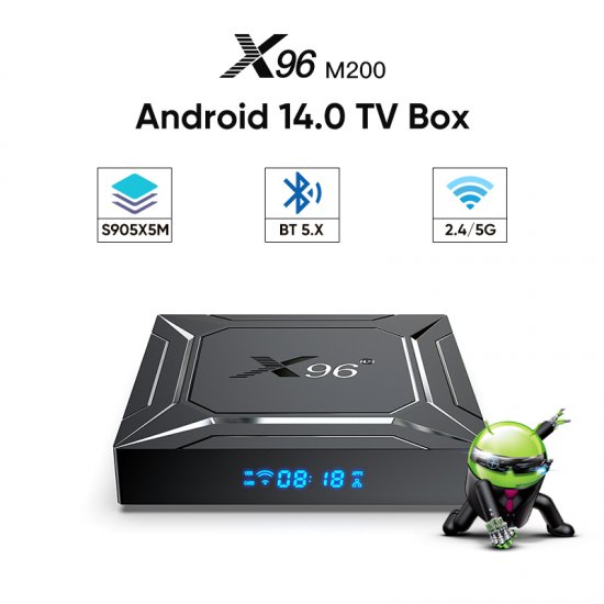 X96_M200 Android 14.0 smart tv box Amlogic S905X5M Quad Core BT5.X 4K H.265 Media Player 2.4g&5g dual wifi 4G 64GB set top box