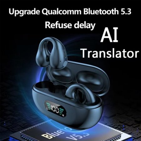 Q7 Language Translator Earbuds, 5.3 high speed noise reduction chip Portable Two-Way Translator Device , Level 5 smart waterproof Bluetooth Translation Earbuds for ios & Android