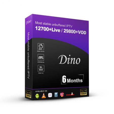 6 Months Hot Dino IPTV Subscription for m3u smart IPTV app Smarters Pro Xtream Code