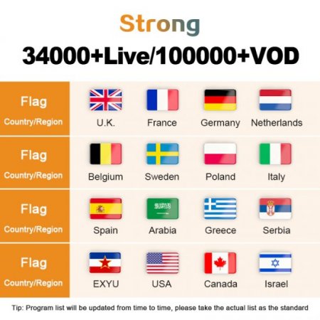 6 months Strong 8k Full Europe france IPTV 34000+ Stable Live Sport 100000+ vod for Smart TV M3u IPTV Smarters Pro