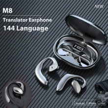 M8 High-quality wireless Translator earbuds,144 Language Translator Bluetooth 5.3 Instant Voice Translation Device with APP, Supports Calls, Music, Smart Touch Screen Portable translation headset