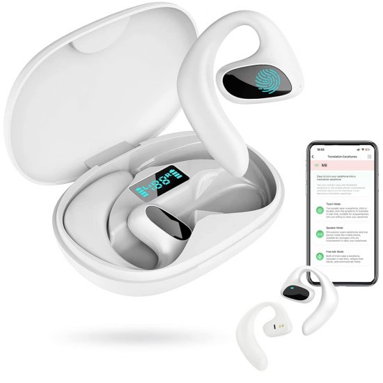 M8 High-quality wireless Translator earbuds,144 Language Translator Bluetooth 5.3 Instant Voice Translation Device with APP, Supports Calls, Music, Smart Touch Screen Portable translation headset