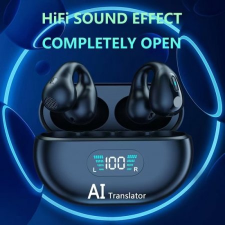 Q7 Language Translator Earbuds, 5.3 high speed noise reduction chip Portable Two-Way Translator Device , Level 5 smart waterproof Bluetooth Translation Earbuds for ios & Android