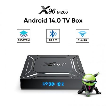 X96_M200 Android 14.0 smart tv box Amlogic S905X5M Quad Core BT5.X 4K H.265 Media Player 2.4g&5g dual wifi 4G 64GB set top box