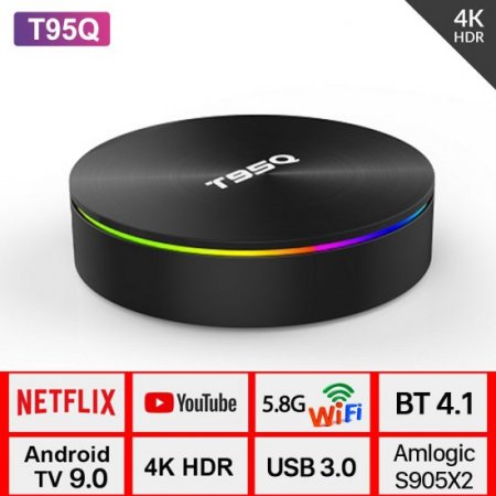 T95Q 4K Smart TV Box Android 9.0 Amlogic S905X2 Quad Core 4G 32G 64G Support 2.4G&5Ghz Wifi BT 4.1 H.265 Media Player Android TV Set Top Box