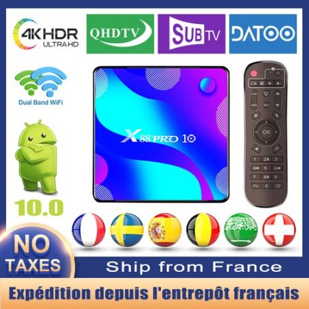 X88PRO 10 Android 10.0 Smart IPTV Box RK3318 2.4G 5G WIFI BT4.0 4k Media player IPTV M3U subscription Android ip tv set top box